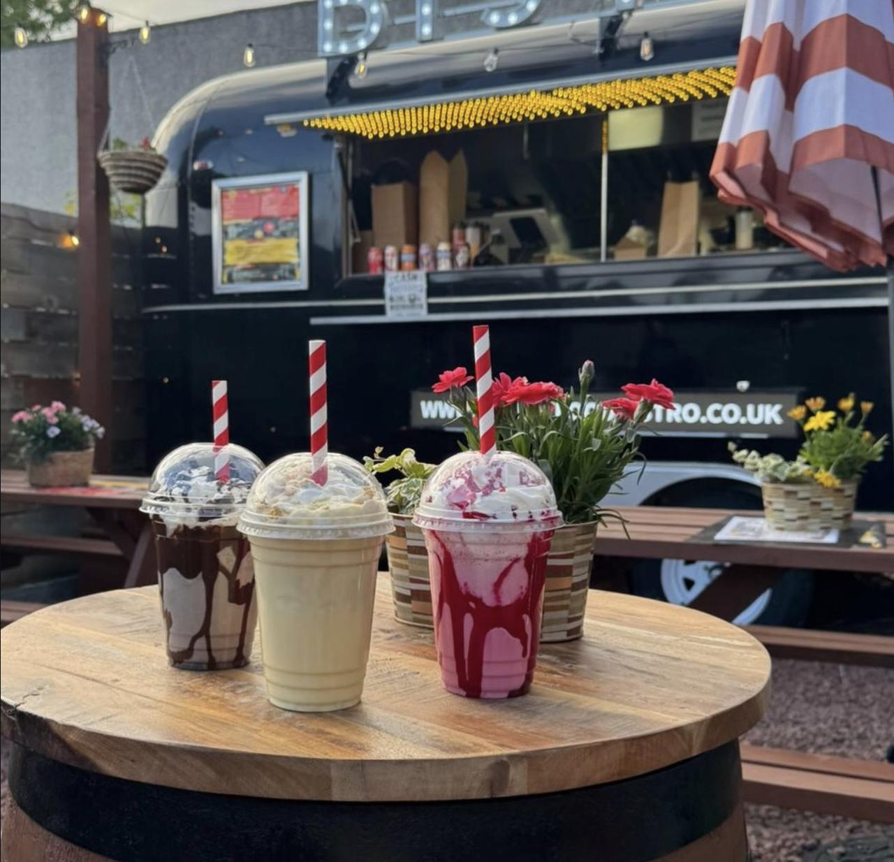 Bistro milkshakes on a table